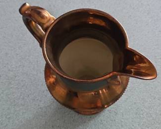 Copper Lusterware Pitcher Floral Motif second image