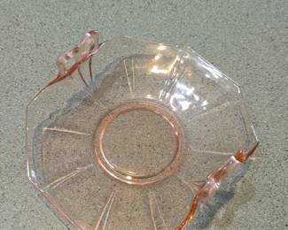Pink Depression Glass Candy Dish with Handles second image