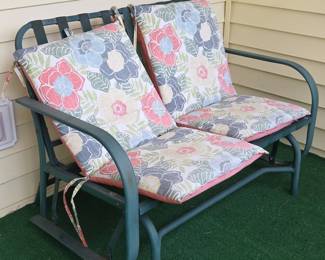 Green Metal Glider Bench