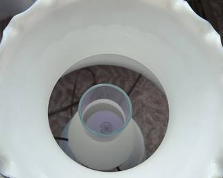 Blue Floral Milk Glass Hurricane Lamp third image