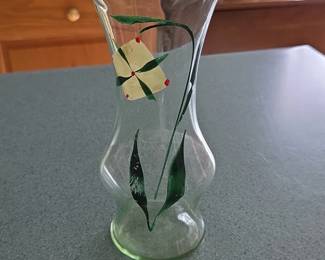 Handpainted Glass Bud Vase