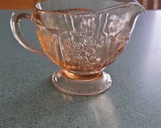 Federal Glass Sharon Cabbage Rose Pink Creamer