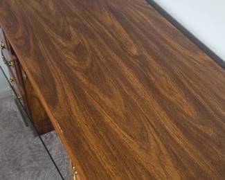 Vintage Wood Desk with Glass Top second image