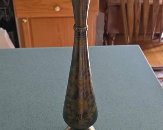 Vintage Etched Brass Vase