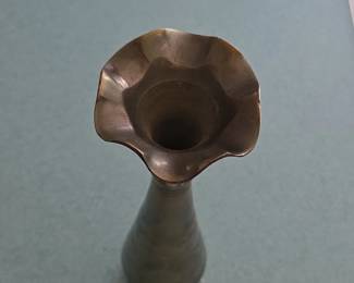 Vintage Etched Brass Vase second image