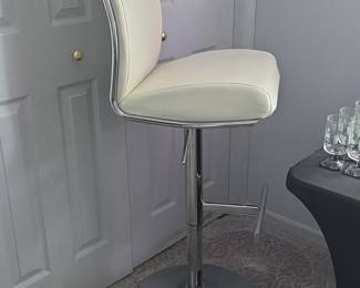 White Faux Leather Swivel Bar Stool second image