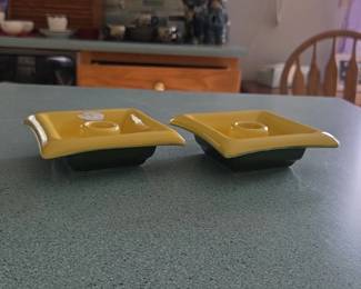 Red Wing Pottery Yellow Candle Holders second image