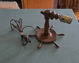 Wooden Nautical Ship Wheel Table Lamp