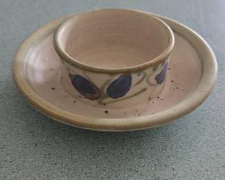 Studio Art Pottery Chip and Dip Bowl