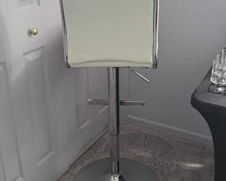 White Faux Leather Swivel Bar Stool third image
