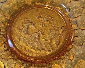 Tiara Amber Glass Nursery Rhyme Plates Set fifth image