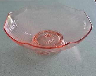 Pink Depression Glass Twisted Optic Bowl