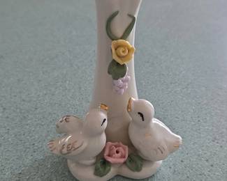 Ceramic Bird Bud Vase with Heart Base