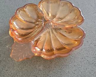 Jeannette Doric Marigold Carnival Glass Candy Dish