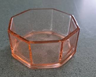 Pink Octagonal Glass Candy Dish
