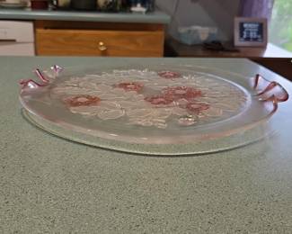 Mikasa Rosella Pink Floral Glass Platter second image