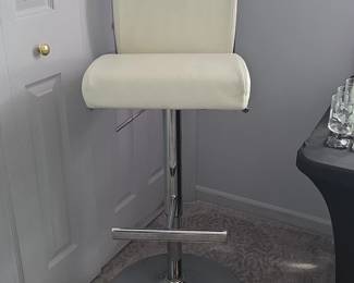 White Faux Leather Swivel Bar Stool