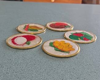 Tropical Fruit Capiz Shell Coasters Set of  second image