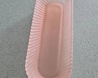 Pink Frosted Glass Relish Tray second image
