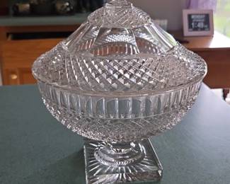 Cut Crystal Footed Candy Dish with Lid