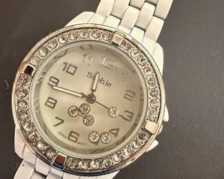 Sophie Women's White Ceramic Watch with Rhinestone Bezel