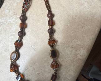 Beaded Necklace with Ceramic Pendant