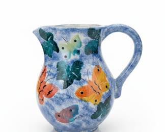 Hand-Painted Ceramic Pitcher with Butterfly Motif