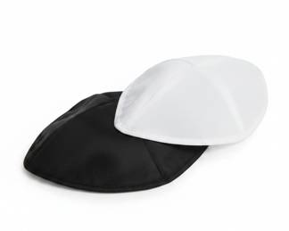 Set of Two Silk Kippahs (Black and White)
