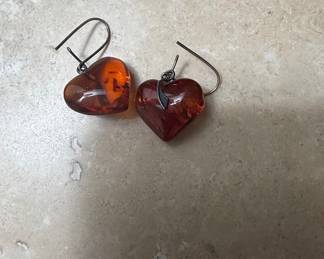Baltic Amber Heart Earrings