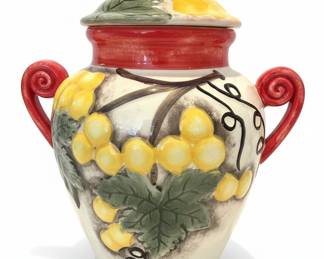 Audible Ceramic Biscotti Jar with Grape Motif