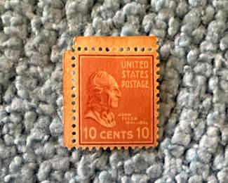 US Postage Stamp - John Tyler (10 Cents, Brown Red, Perf. 11x10.5)