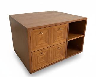 Mid-Century Modern Teak Side Table/Storage Unit on Wheels~ Open on two sides with different compartments