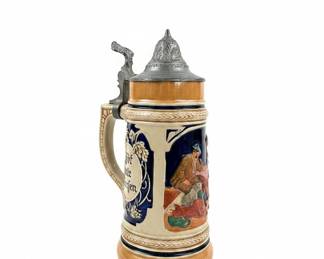 Gerz "Gerste und Hopfen" German Beer Stein with Pewter Lid