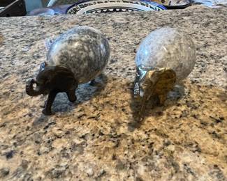 Pair of Marble Elephant Bookends