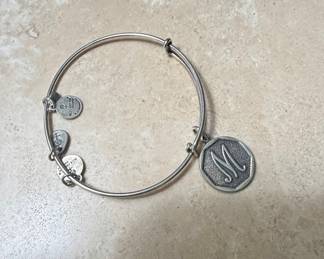 Alex and Ani Initial "M" Charm Bangle Bracelet