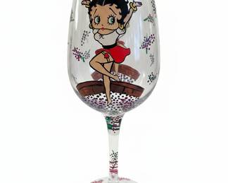 Betty Boop Hand-Painted Wine Glass