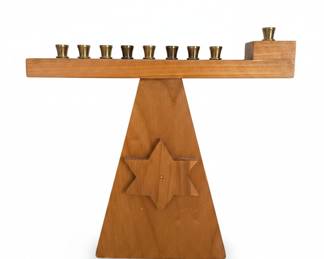 Wooden Menorah with Star of David
