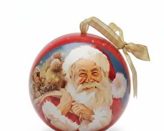 Vintage Santa Claus Christmas Ornament Tin