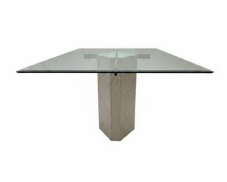 Vintage Travertine and Glass Dining Table