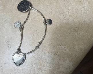 Silver-Tone Charm Bracelet with Heart, Yin & Yang, and Inspirational Charms