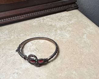 Victorian Bohemian Garnet Bangle Bracelet