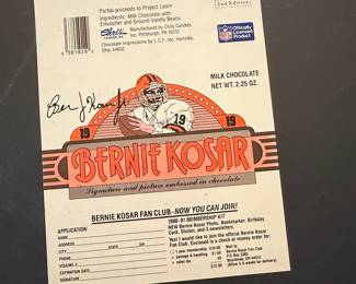 Bernie Kosar "Signature and Picture Embossed in Chocolate" Wrapper 2nd Edition ~ Signed on back, too