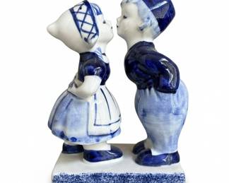 Delft Blue Ceramic Figurine of a Kissing Couple