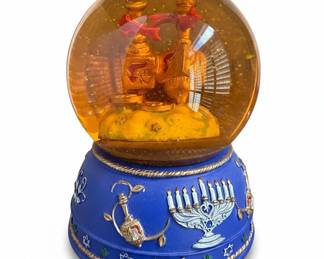 Hanukkah Musical Snow Globe with Menorah and Dreidels