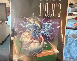 Florida Marlins Inaugural Year 1993 Poster Signed by Denis Pereira