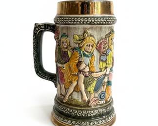 Vintage German Beer Stein with Figural Relief