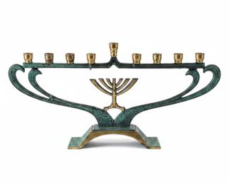 Art Nouveau Style Bronze Menorah