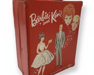 Vintage 1964 Barbie and Ken Red Vinyl Doll Carrying Case