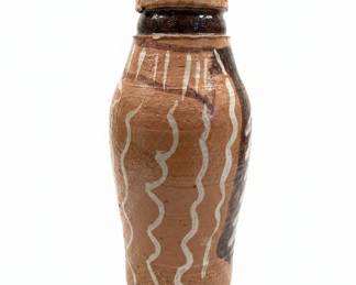 Terracotta Vase with Abstract Glaze - Possibly French Val de Saône Style
