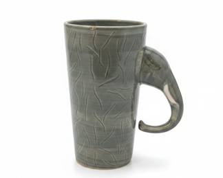 World Market Elephant Handle Ceramic Mug